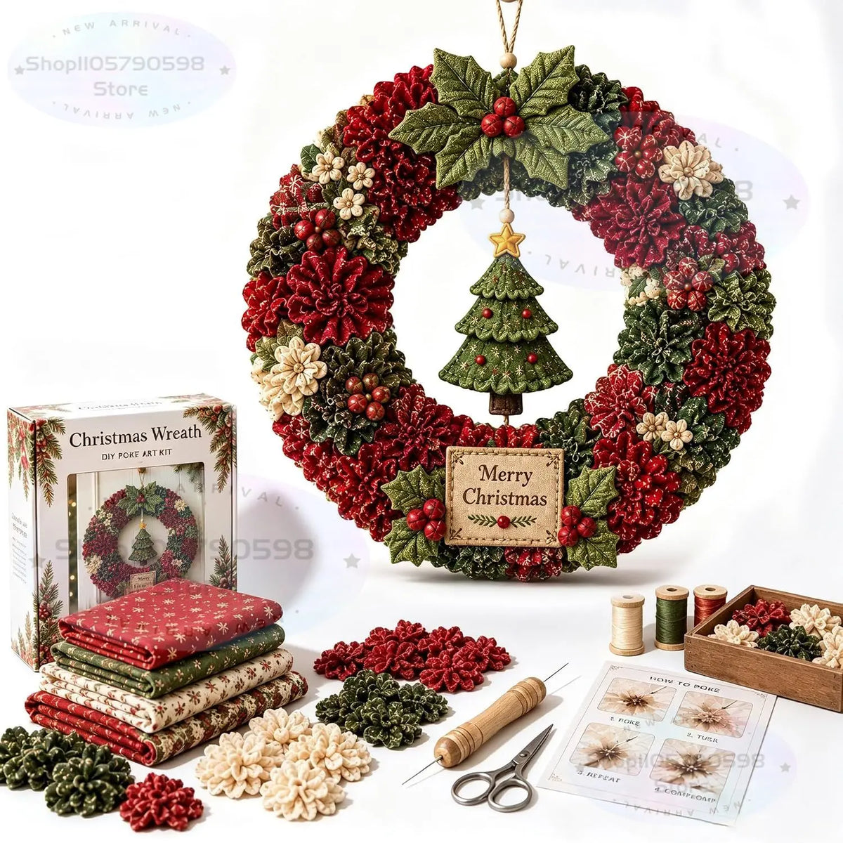 Couronne de Noël en tissu 3D sans couture — Père Noël