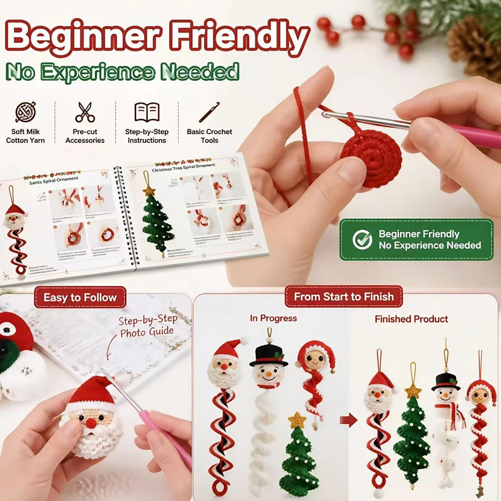 Kit crochet spirale — Bonhommes de neige à suspendre