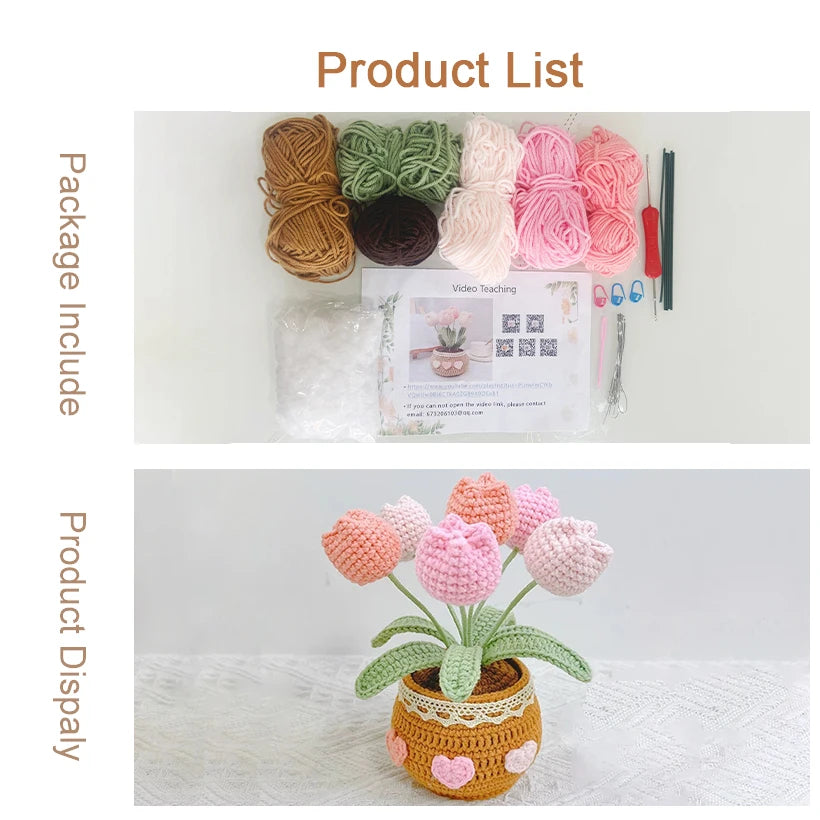 Kit crochet bouquet de fleurs — tulipes, tournesols, marguerites