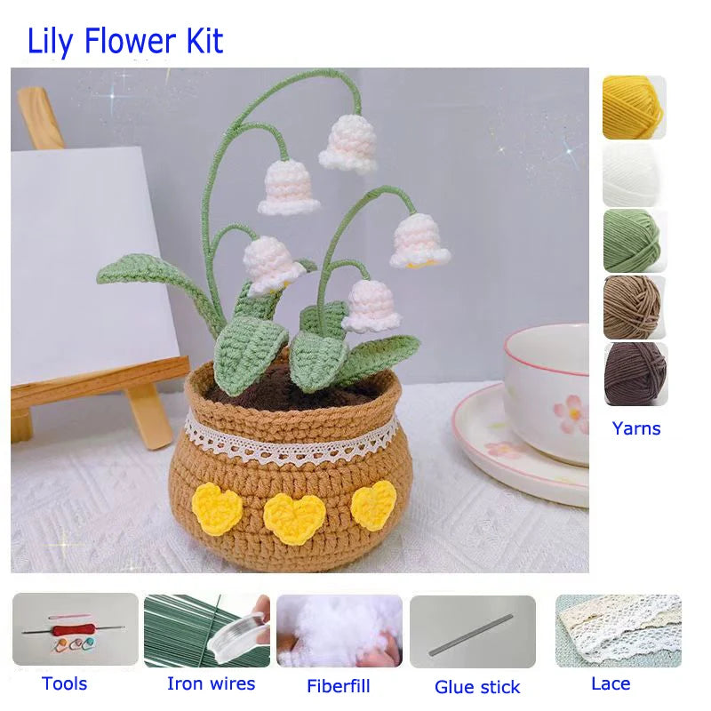 Kit crochet bouquet de fleurs — tulipes, tournesols, marguerites