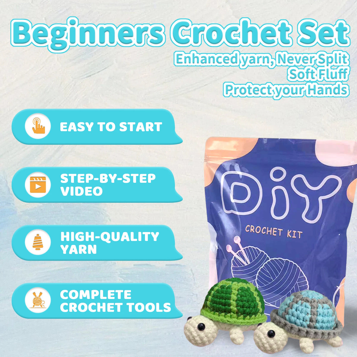 Kit crochet tortue — peluche amigurumi pour débutants