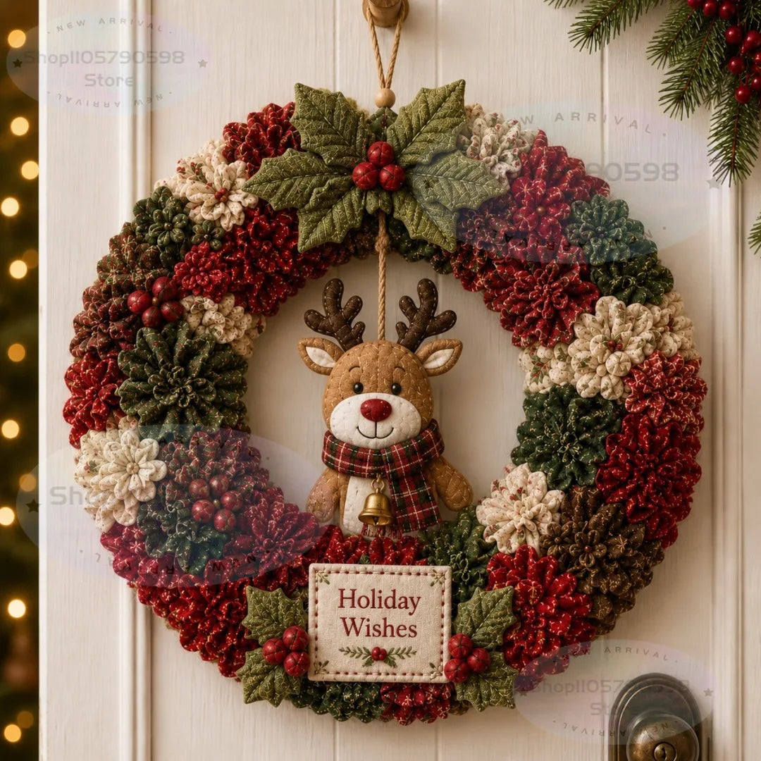 Couronne de Noël en tissu 3D sans couture — Père Noël