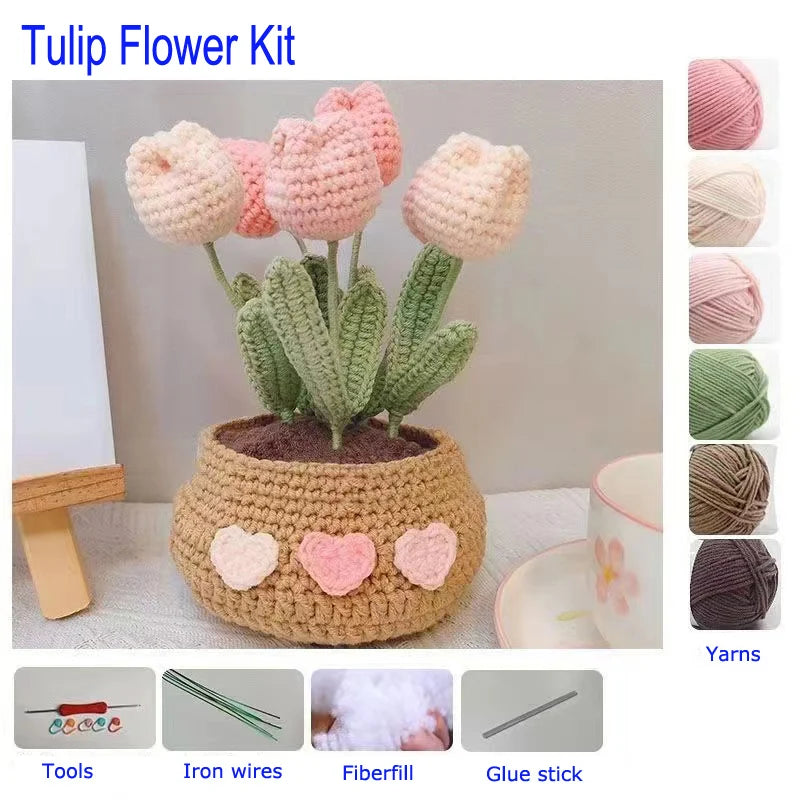 Kit crochet bouquet de fleurs — tulipes, tournesols, marguerites