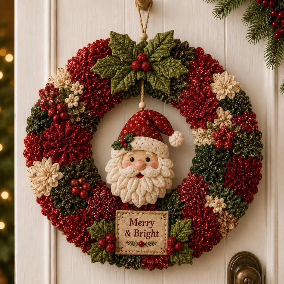Couronne de Noël en tissu 3D sans couture — Père Noël