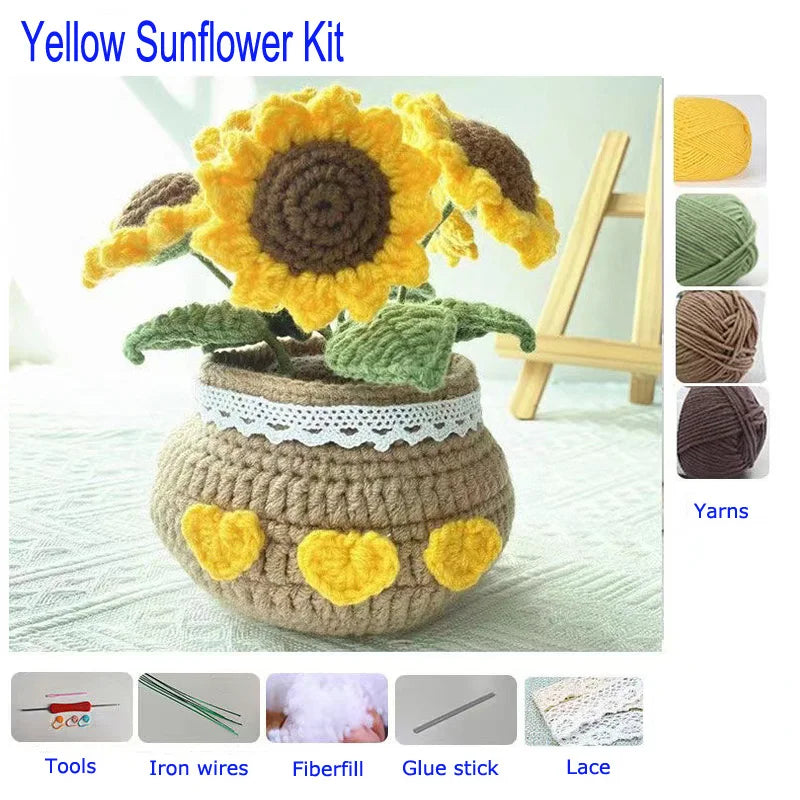 Kit crochet bouquet de fleurs — tulipes, tournesols, marguerites