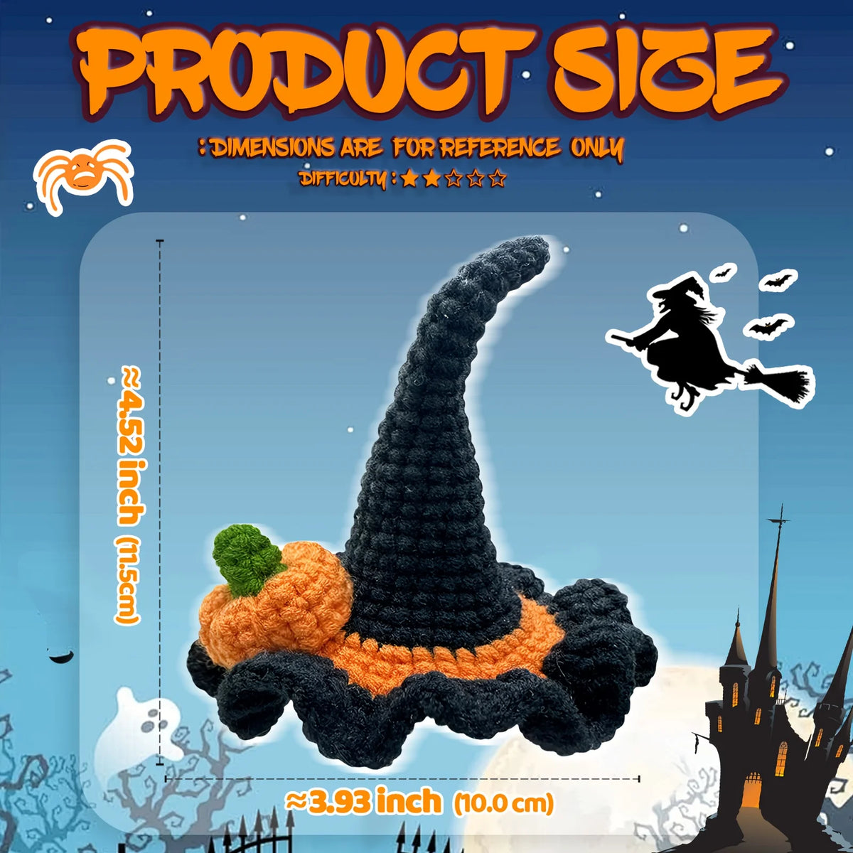 Kit crochet chapeau de sorcière & citrouille — déco Halloween