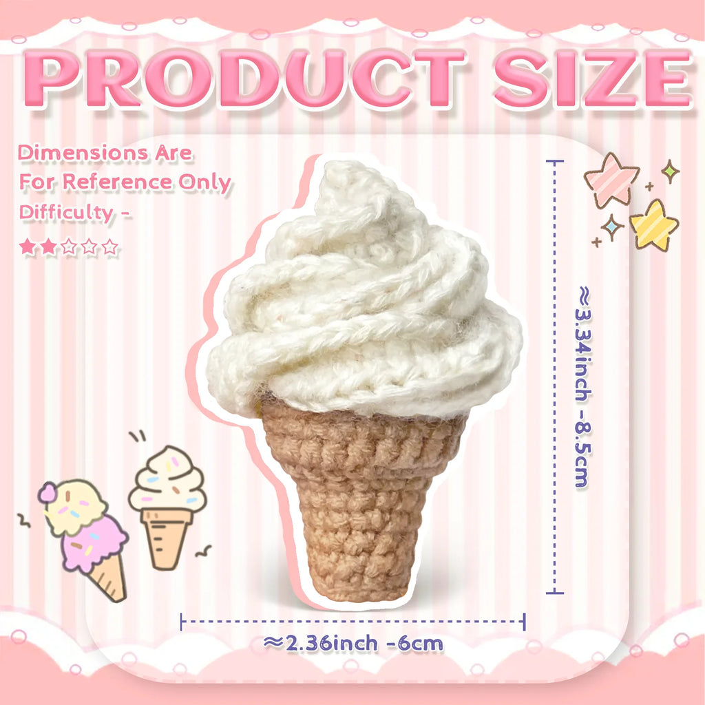 Kit crochet cornet de glace — décoration gourmande à suspendre