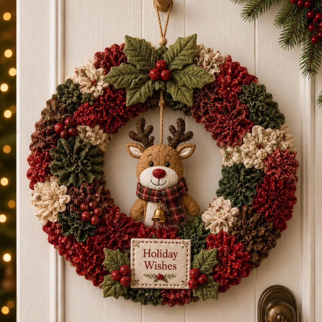 Couronne de Noël en tissu 3D sans couture — Père Noël