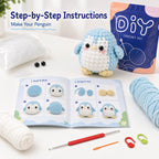 Kit crochet pingouin — fil chenille pour débutants