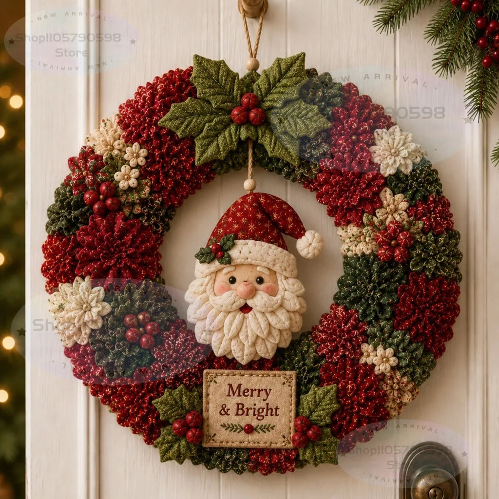 Couronne de Noël en tissu 3D sans couture — Père Noël