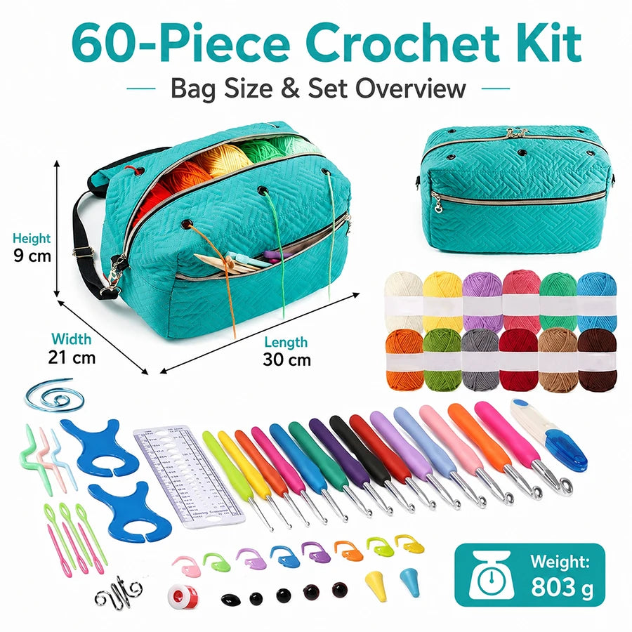 Set de crochets ergonomiques 60 pièces pour débutants