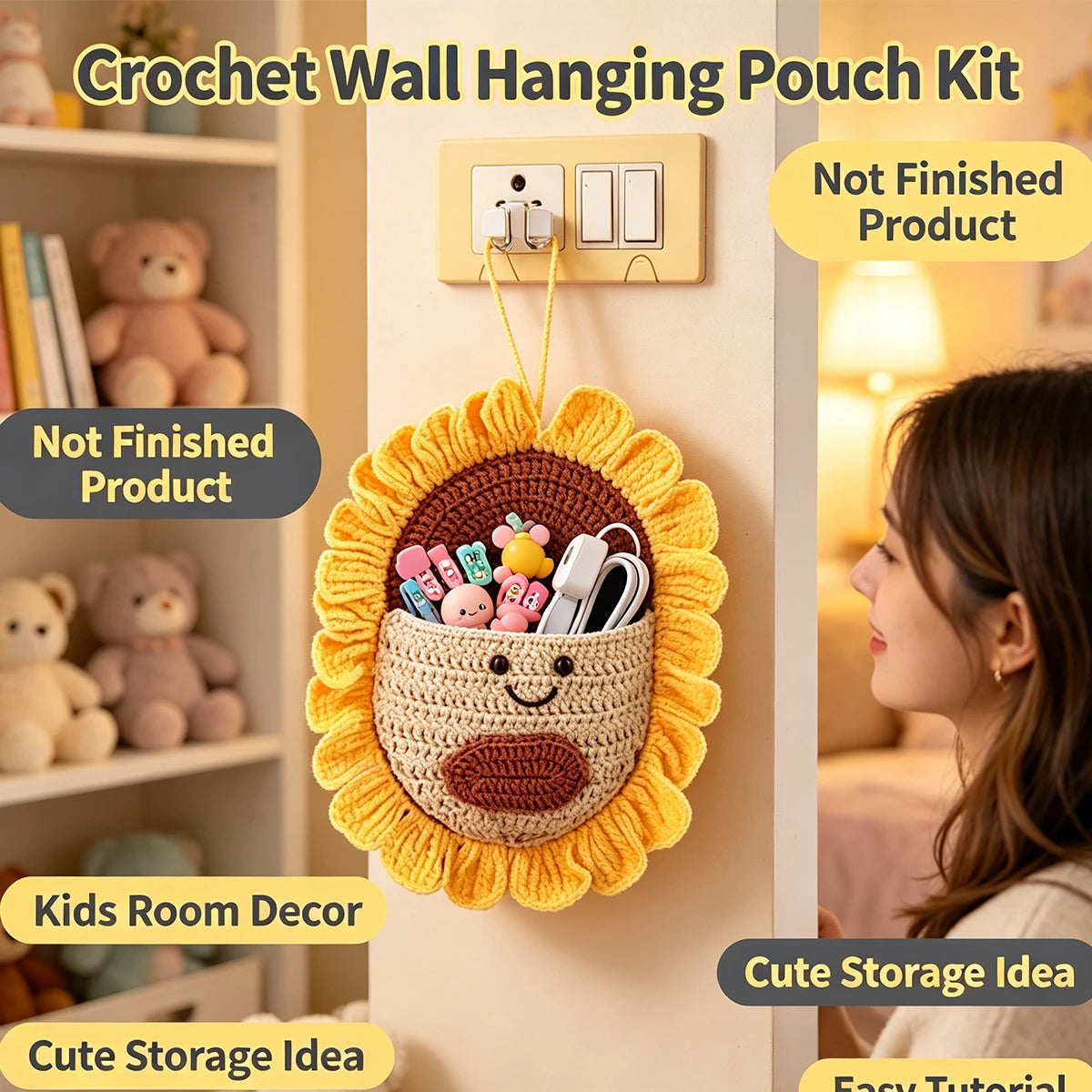 Kit crochet vide-poche mural tournesol