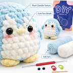 Kit crochet pingouin — fil chenille pour débutants
