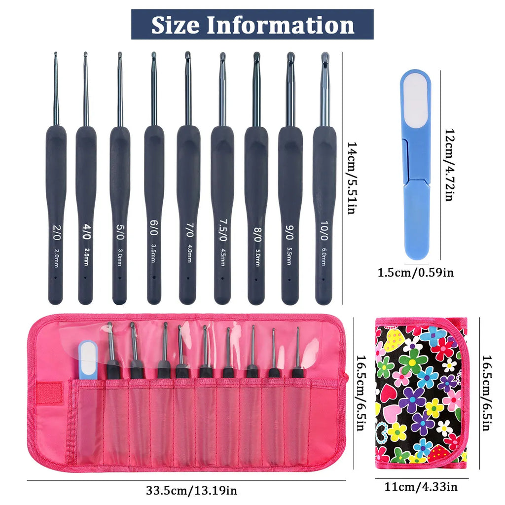 Set de 9 crochets à manche silicone