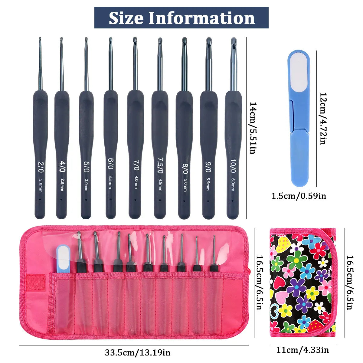 Set de 9 crochets à manche silicone