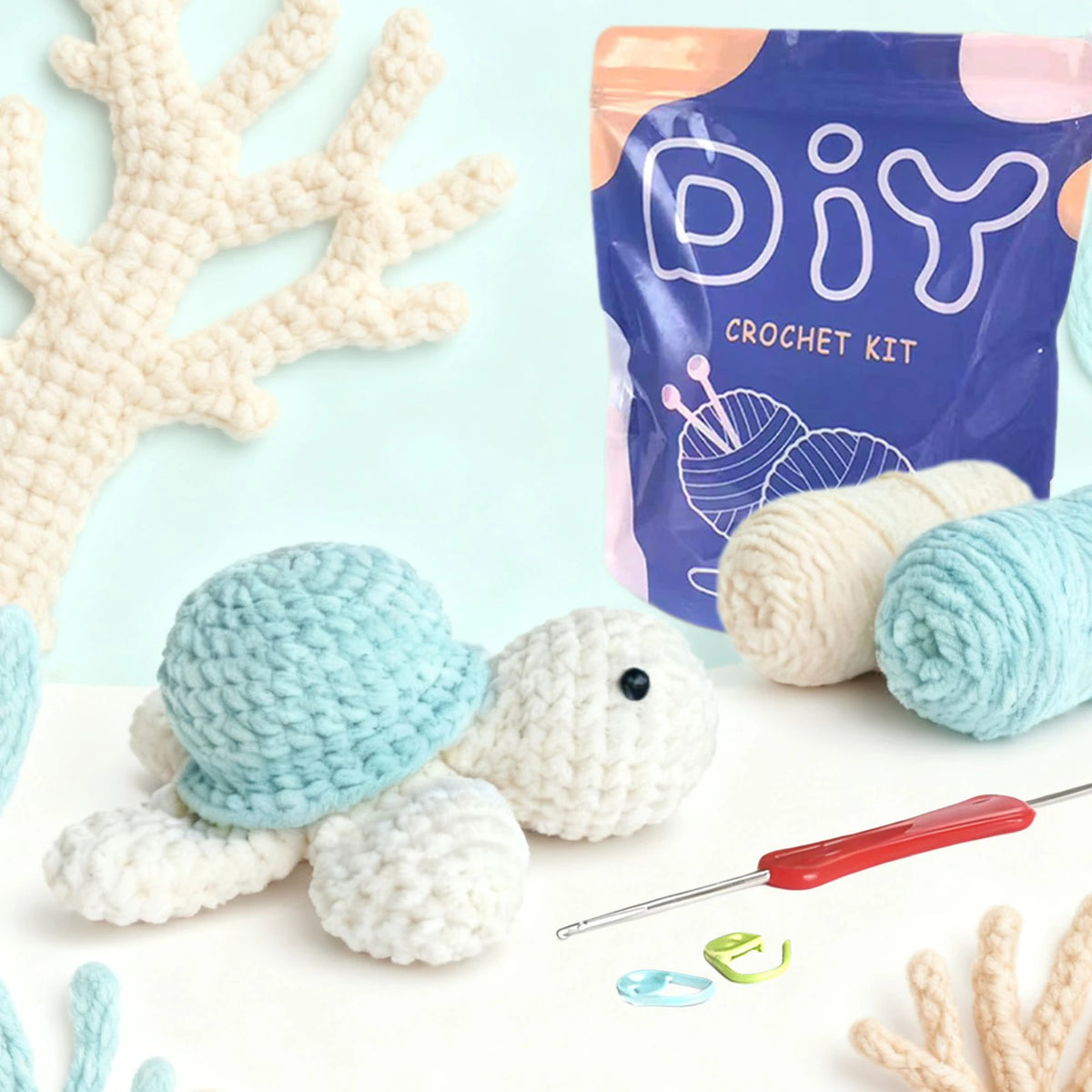 Kit crochet tortue — peluche amigurumi pour débutants