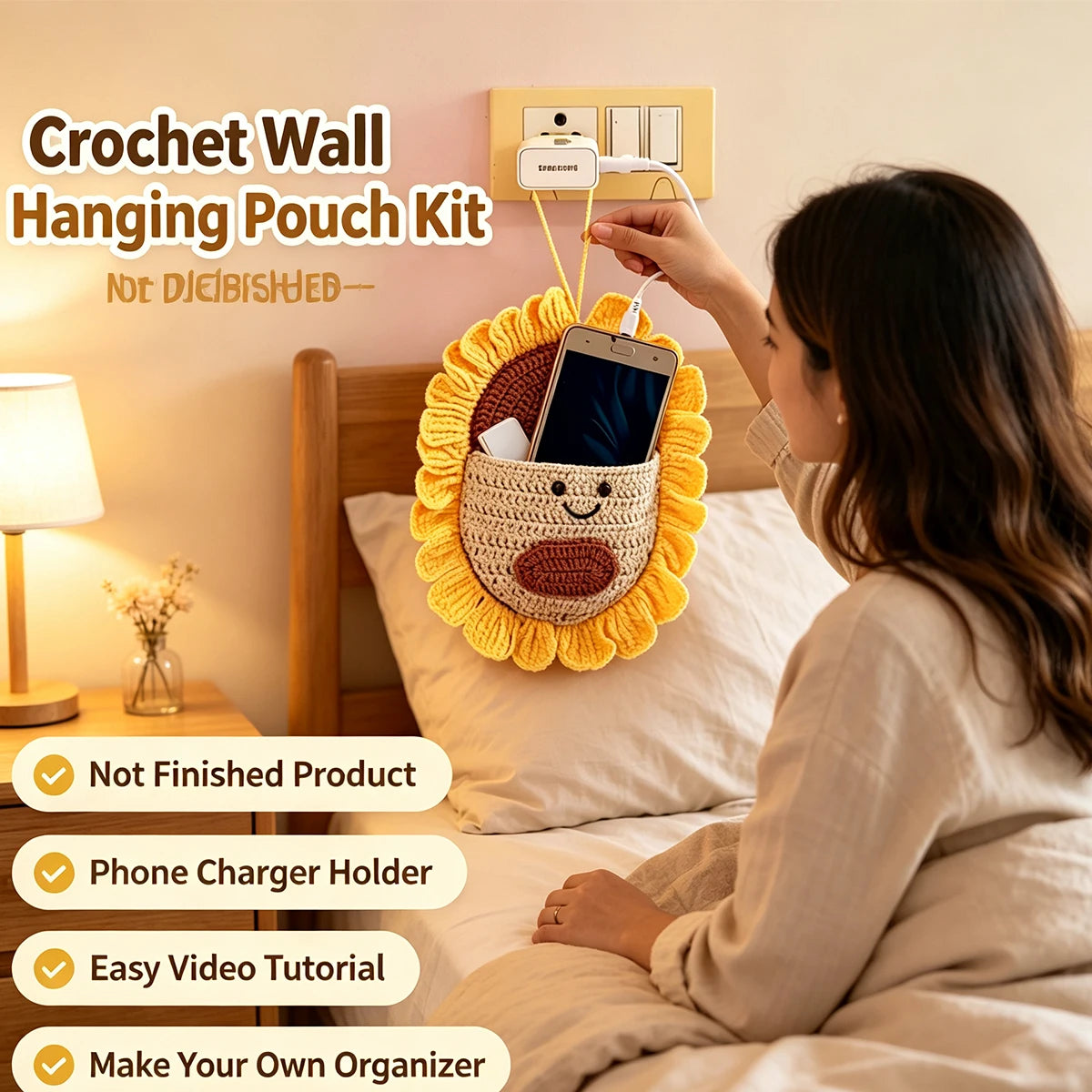 Kit crochet vide-poche mural tournesol