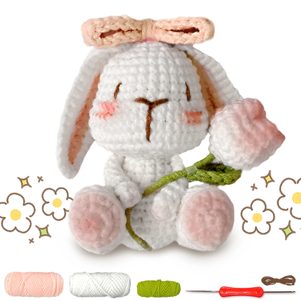 Kit crochet lapin & tulipe — décoration de printemps