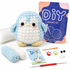Kit crochet pingouin — fil chenille pour débutants