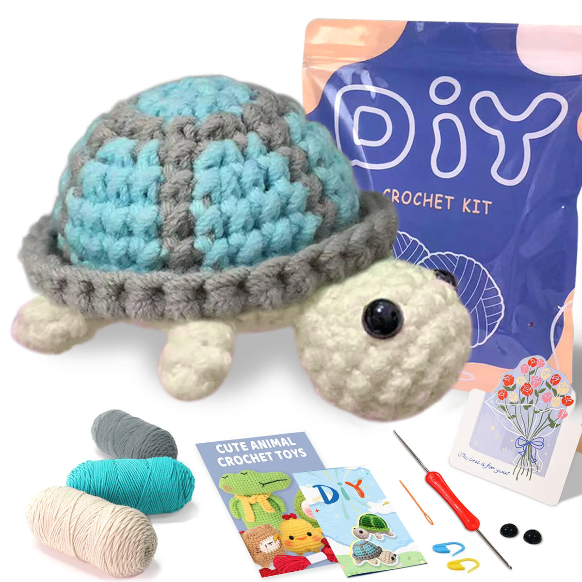 Kit crochet tortue — peluche amigurumi pour débutants