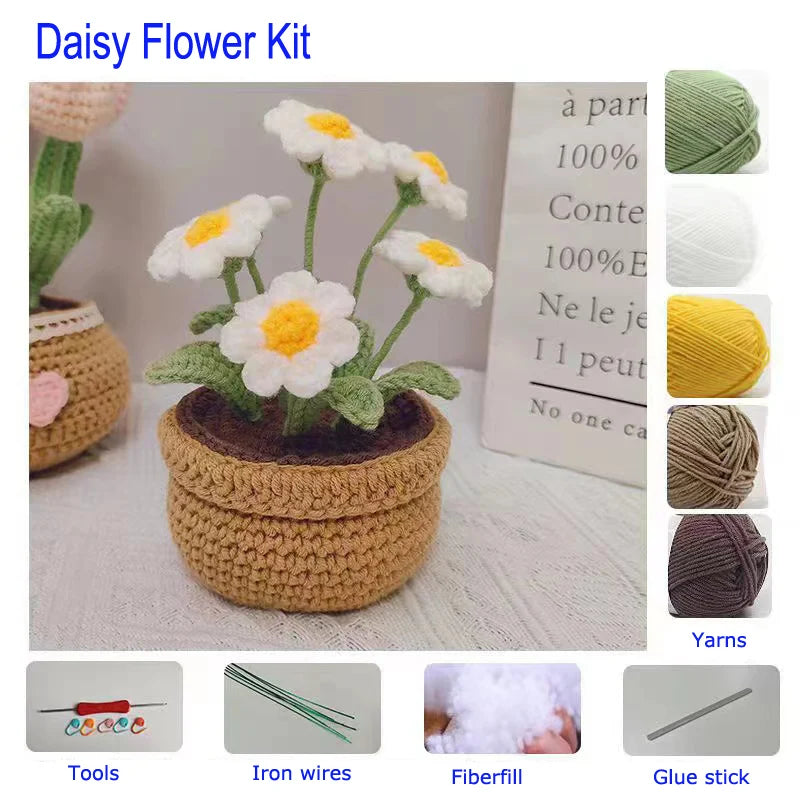 Kit crochet bouquet de fleurs — tulipes, tournesols, marguerites