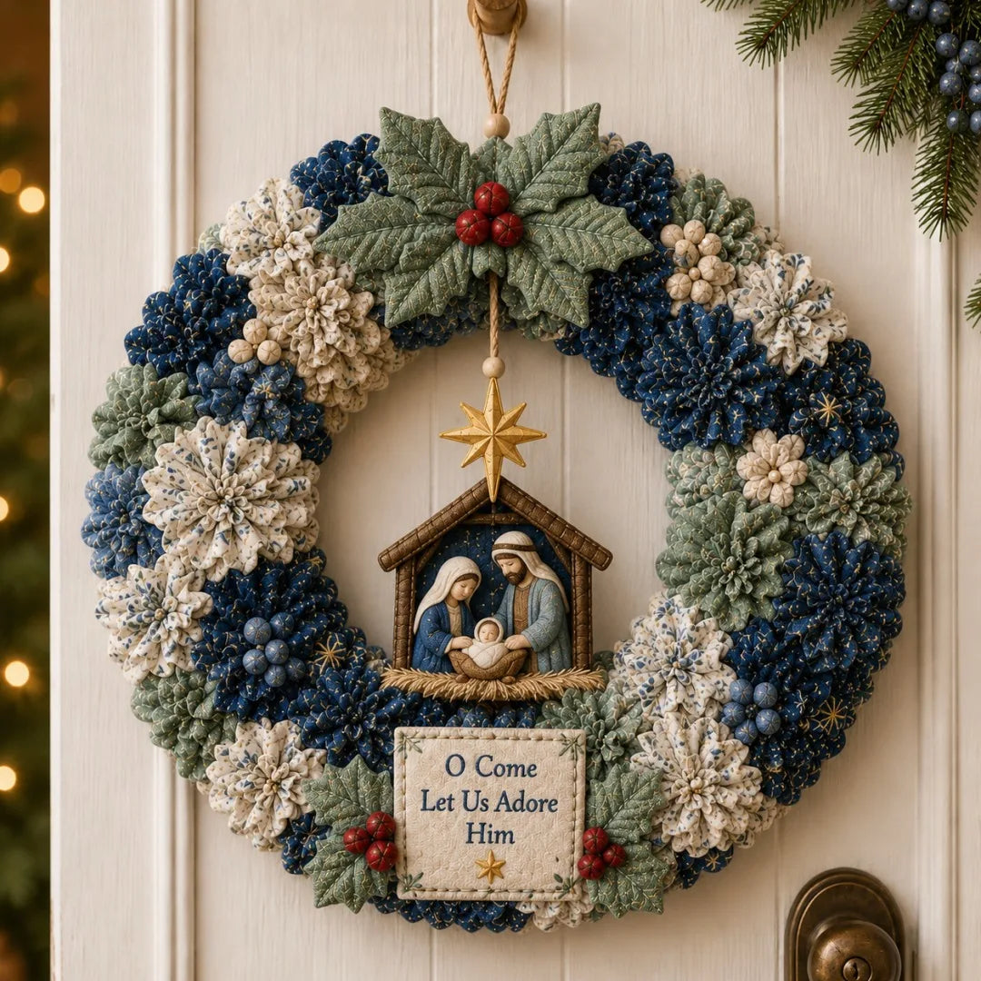 Couronne de Noël en tissu 3D sans couture — Père Noël