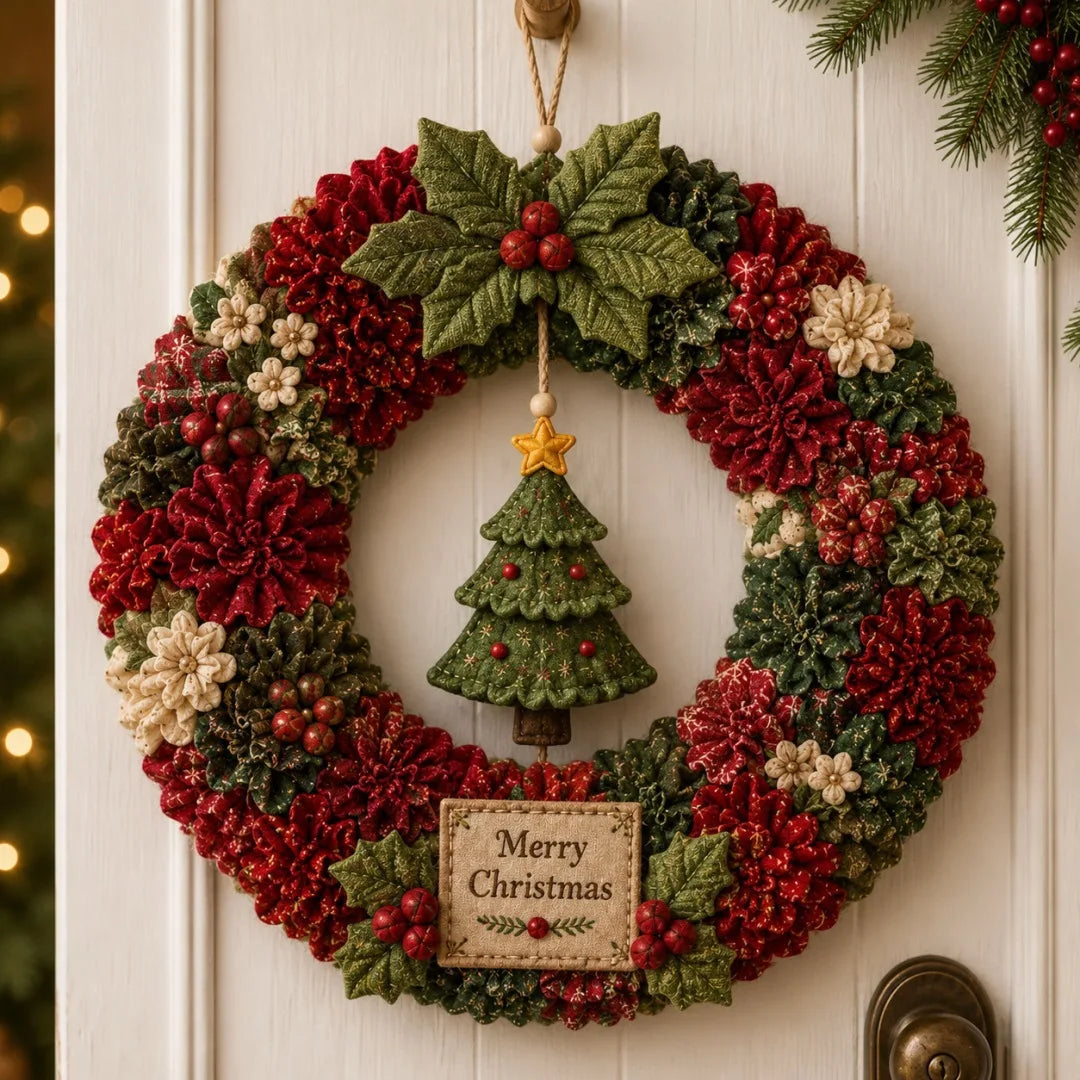 Couronne de Noël en tissu 3D sans couture — Père Noël