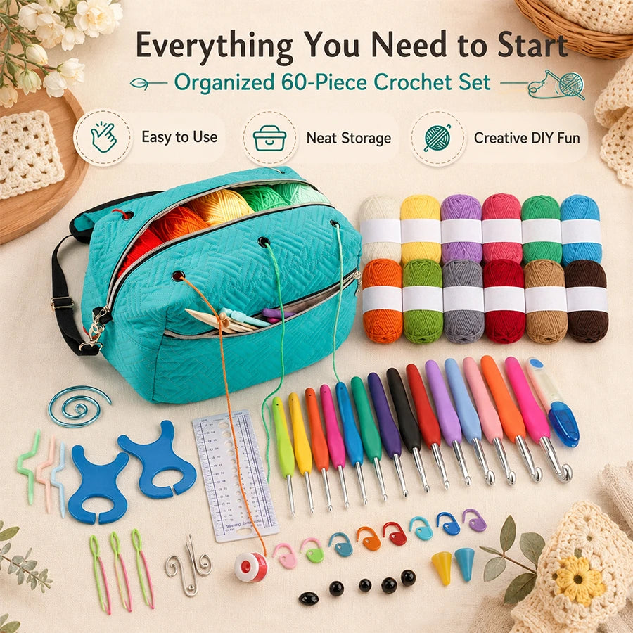 Set de crochets ergonomiques 60 pièces pour débutants