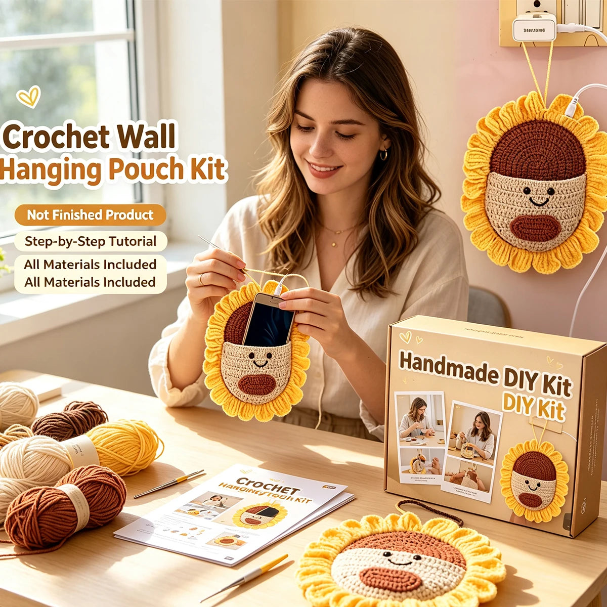 Kit crochet vide-poche mural tournesol